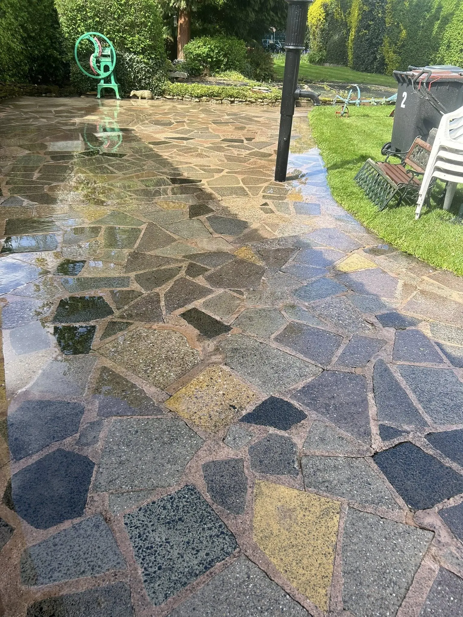 Freshly cleaned patio.